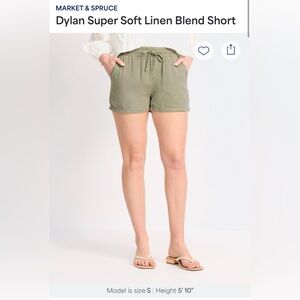 Market & Spruce Sage Green Linen Shorts